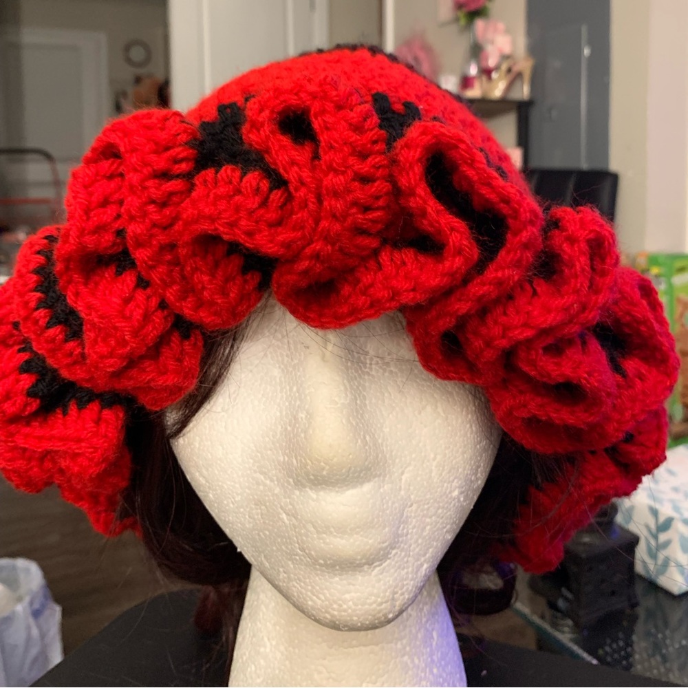 Crochet ruffle hat